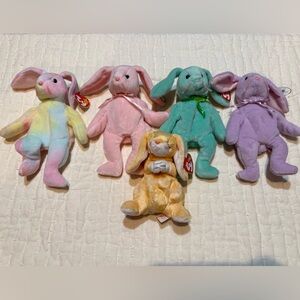 TY Beanie babies Bunny lot - hippity hoppity floppity hippie & grace - Easter